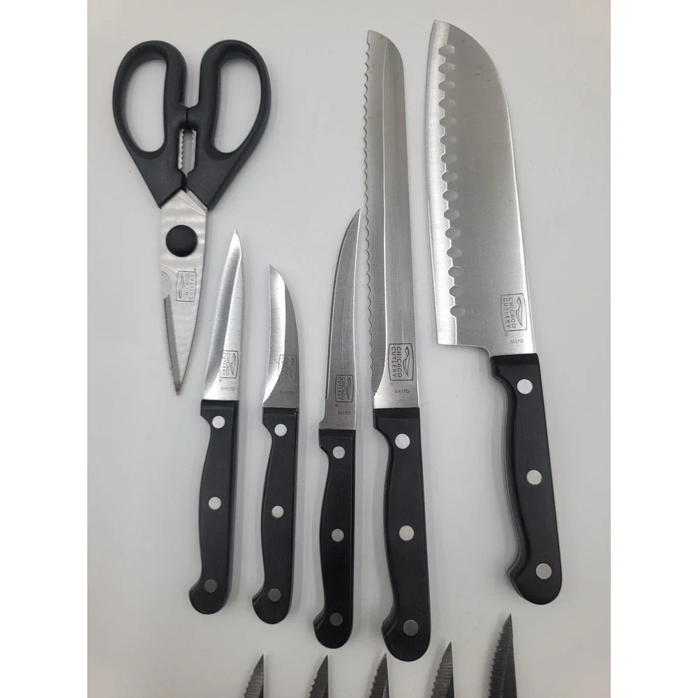 Chicago Cutlery 12 Piece Knife Block Set 5H17D Stainless Steel Black Handles